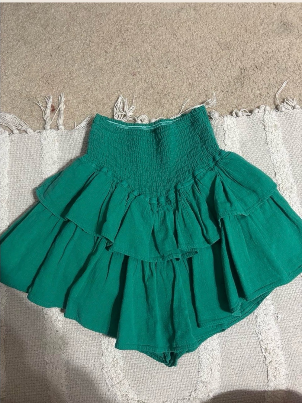 Altar'd State Emerald Green Tiered Ruffle Mini Skirt